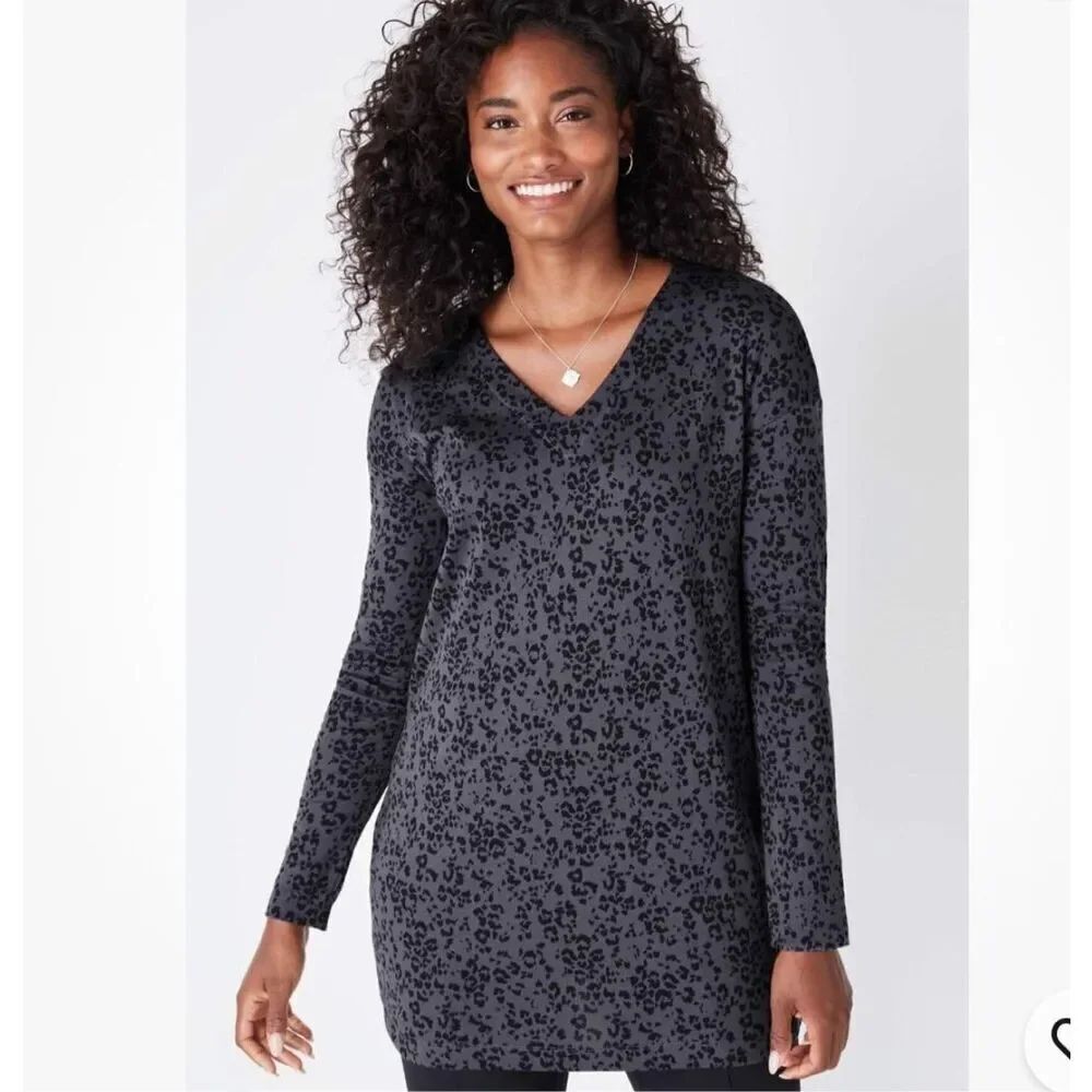 J. JILL Women's Simply 100% Supima cotton V-Neck Tunic Top Top L